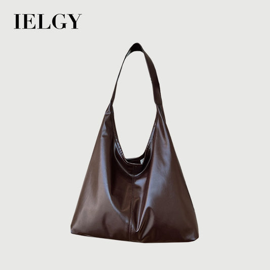 Ielgy Female Bag Simple Shoulder Tote Bag Solid Color Commuter Large Capacity Silver Underarm Fashion Bag