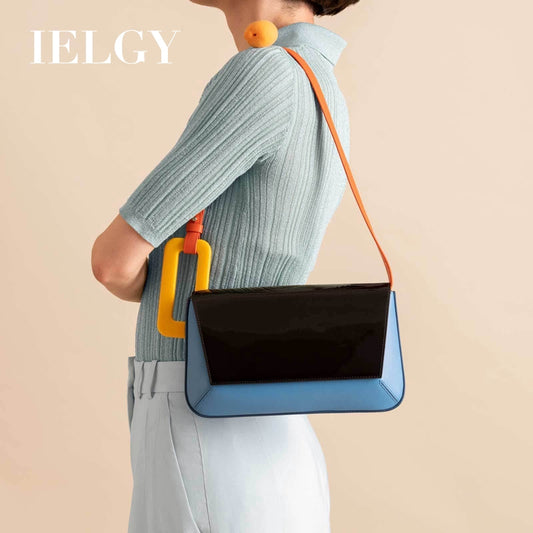 IELGY contrast color is still small and fresh single shoulder small square bag