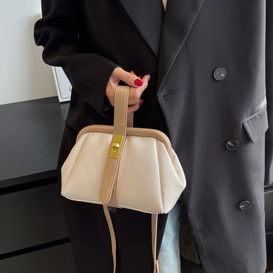 IELGY Women's korean style simple contrast color clip messenger bag