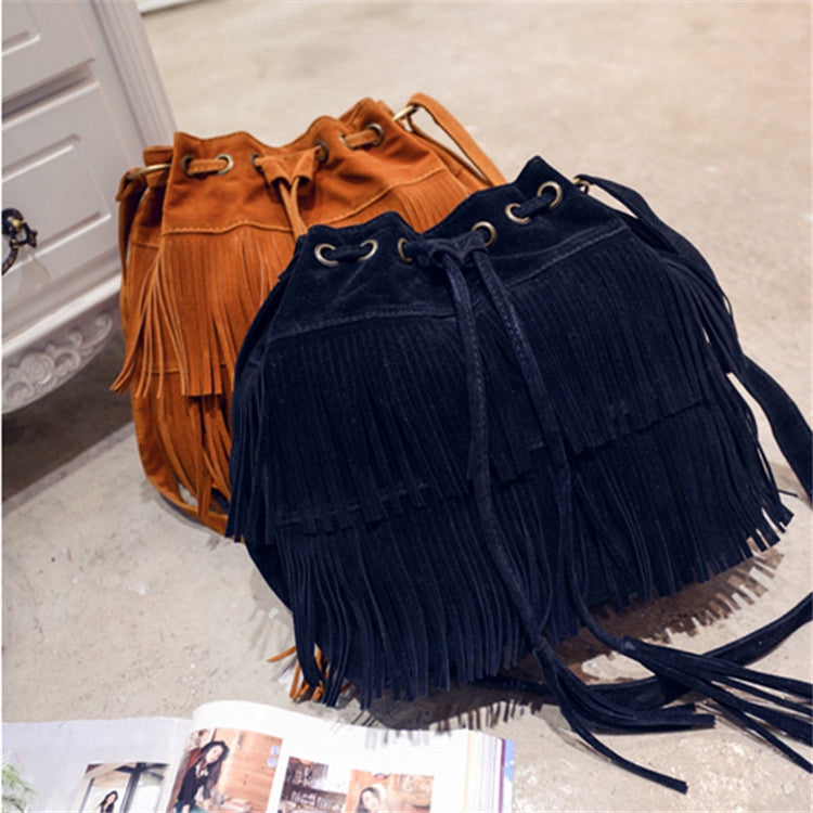 New women bag tassel bucket bag shoulder bag