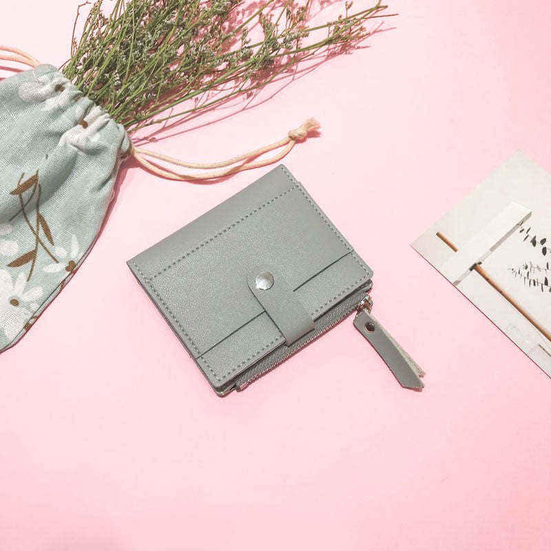 IELGY Small coin purse female zipper coin short paragraph slim wallet
