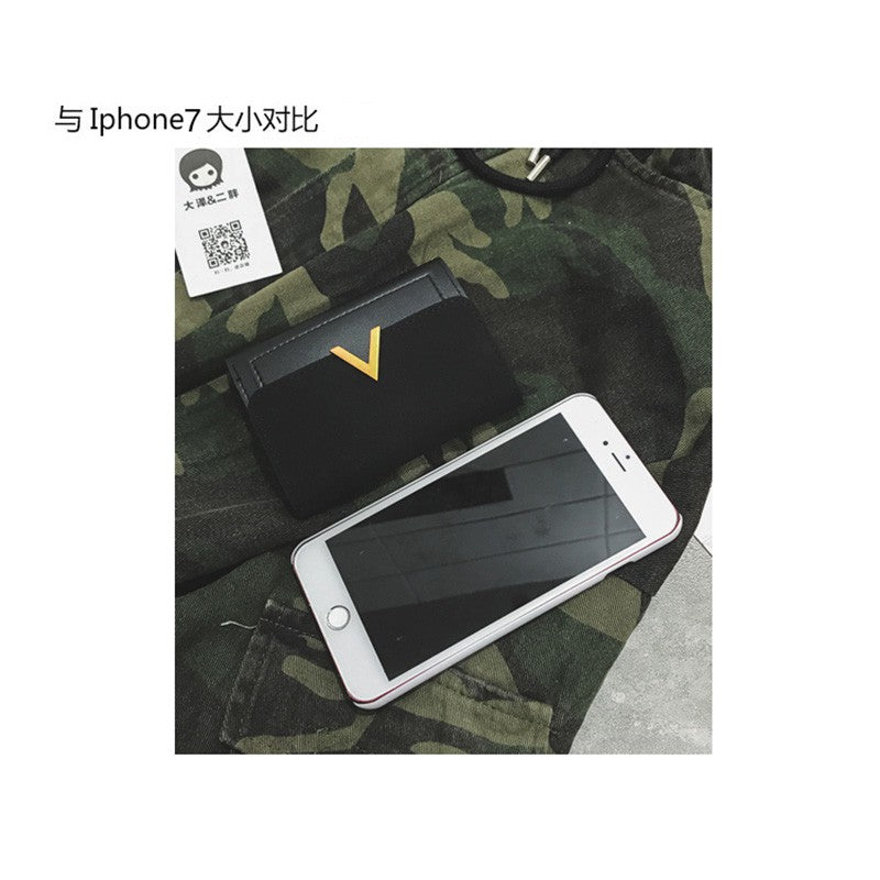 IELGY Small wallet female short paragraph folded personality ins purse