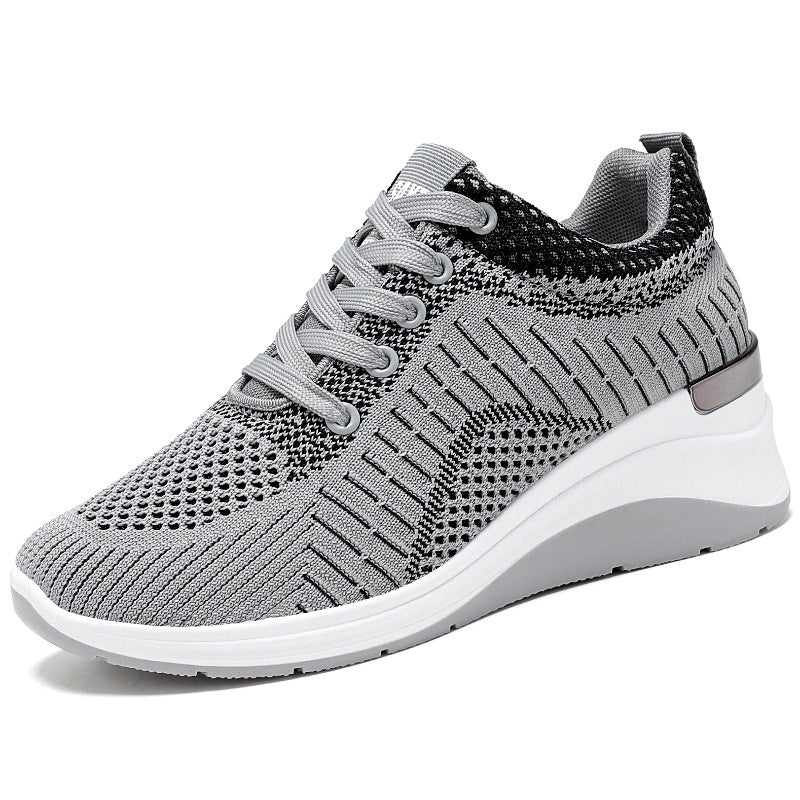 IELGY wedge heel lace casual platform lightweight running sneakers women