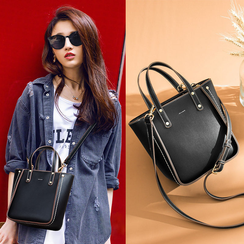 IELGY bucket Atmosphere street shoot rivet Handbag black Messenger Bag Small New Trendy Fashion