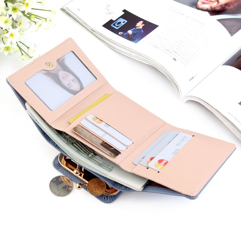 IELGY short wallet ladies small wallet Korean coin purse multi-card personalized leather bag women
