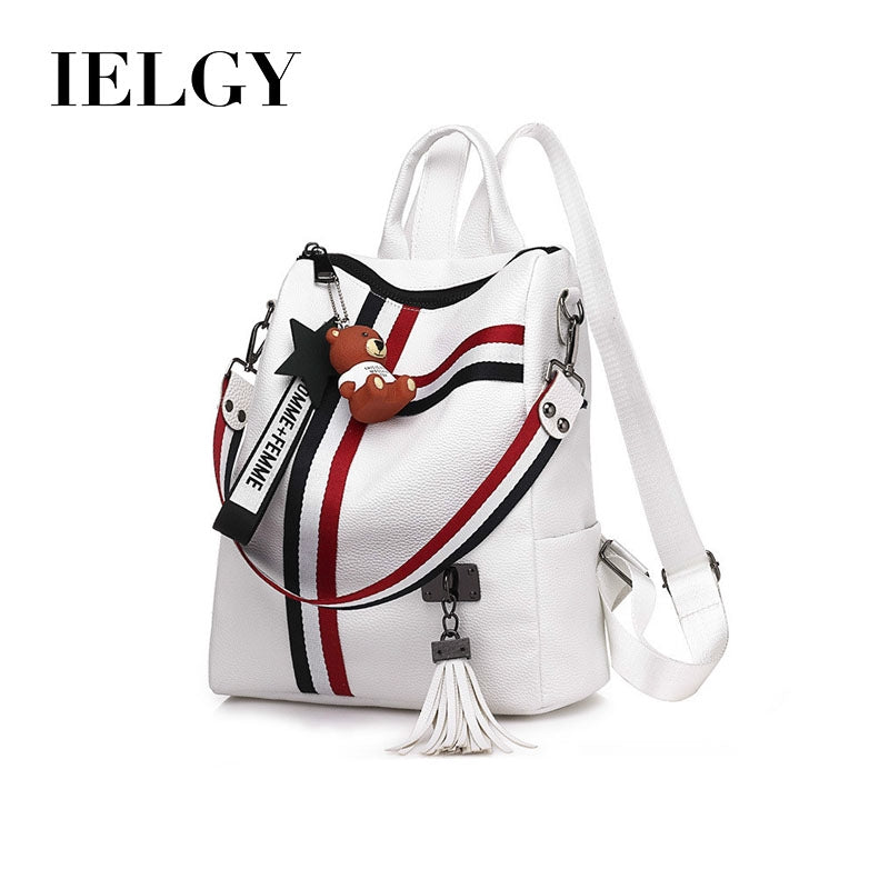 IELGY Backpack female large capacity ladies Europe and America ribbon multi-function backpack