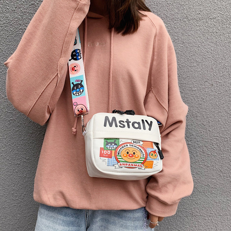 IELGY small bag crossbody street fashion broadband Western style cartoon all-match cute print white Korean version