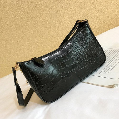 High level French small group design bag Vintage underarm bag method stick bag crocodile pattern Handbag celebrity handbag