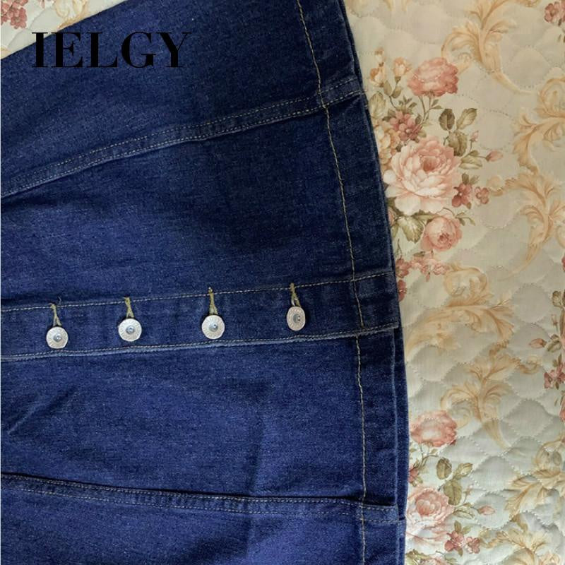IELGY Women's classic wild fashion A-line skirt Casual denim skirt denim size M-XL,Ready stock,Hot