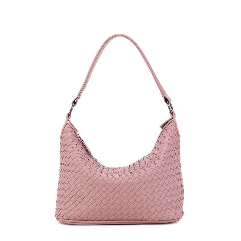 IELGY Women's bag One-shoulder Single Purple PU Woven All-match Soft surface Portable