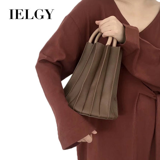 IELGY Korean three-dimensional pleated wooden ring bucket bag