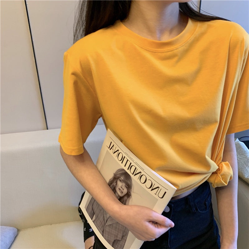 IELGY candy color short-sleeved T-shirt women's summer new loose-fitting blouse
