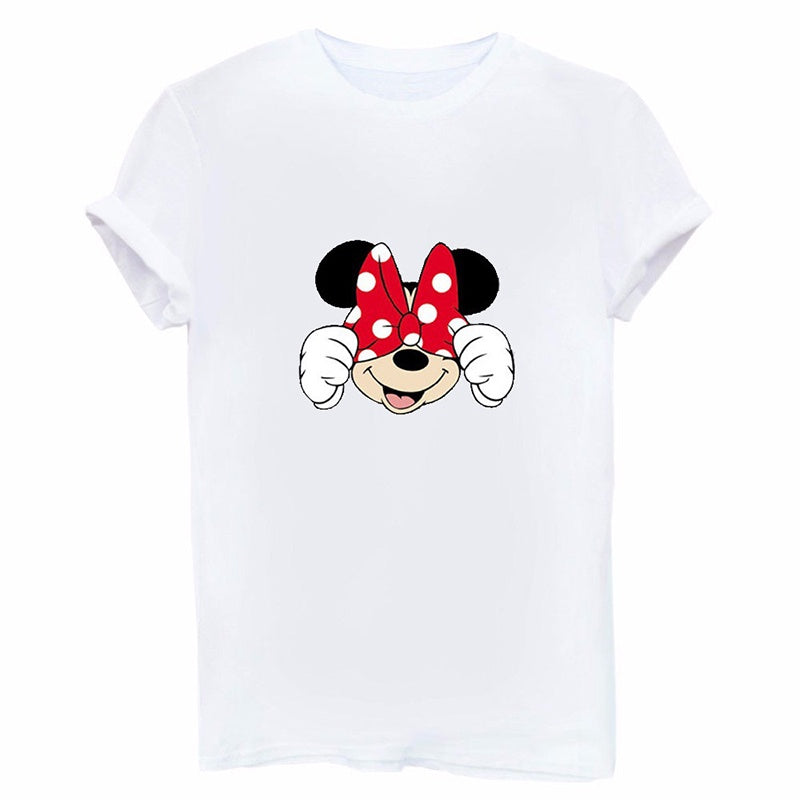 IELGY three-color Mickey print casual loose short-sleeved round neck simple fashion top T-shirt