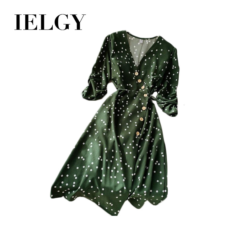 IELGY V-neck design pleated dress