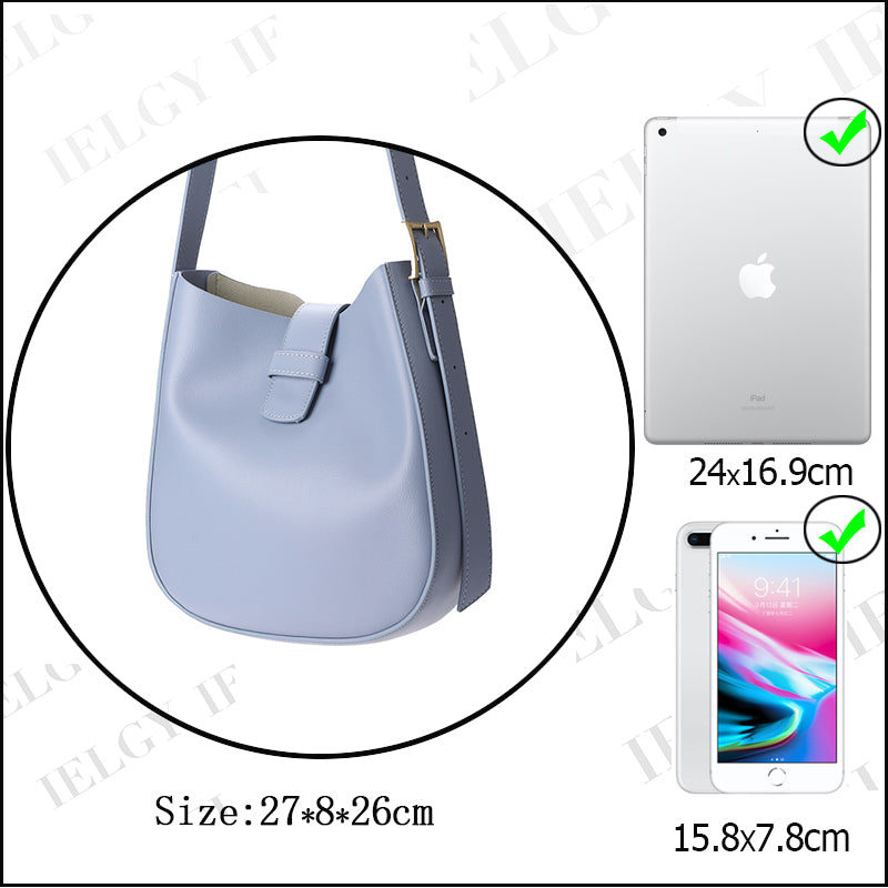 IELGY Women's Bucket Commuter Korean Style Wide Strap Crossbody Bag Soft Leather Simple Large-Capacity New Fashion