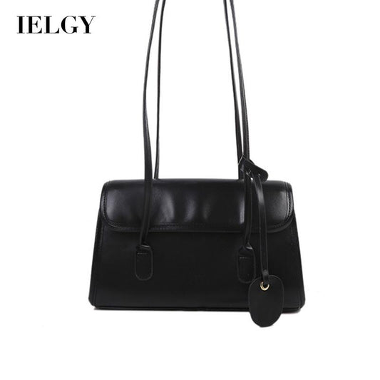 IELGY shoulder bag fashion simple black handbag retro big bag