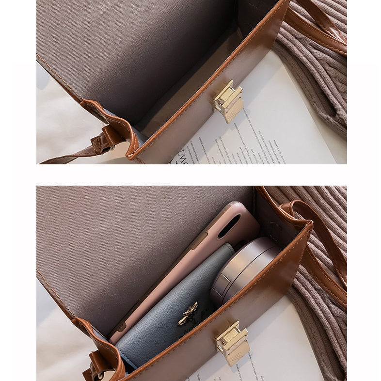 IELGY Classic Lock Crossbody Small Square Bag
