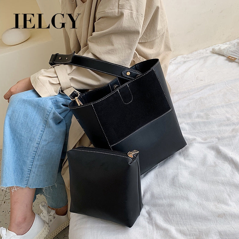 IELGY ins recommended colorblock bucket bag