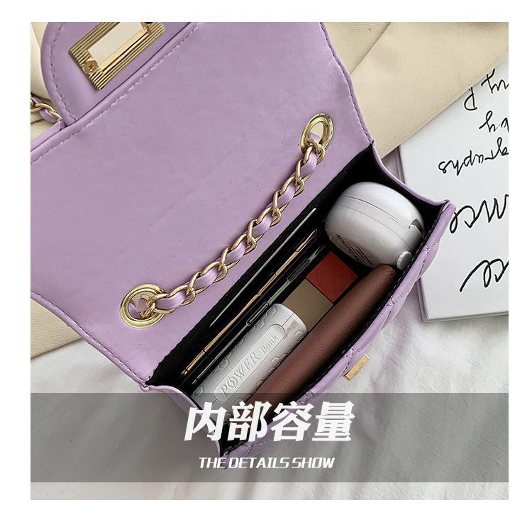 IELGY chain fashion all-match one shoulder solid color Women's messenger bag commuter soft surface White