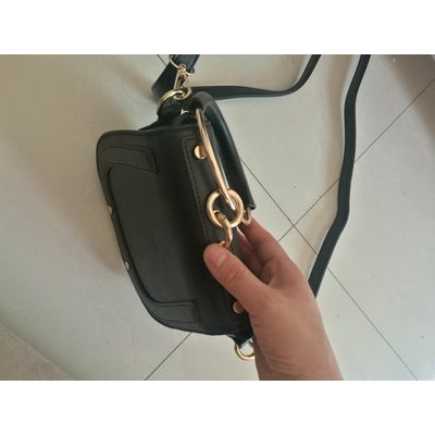 IELGY Saddle Bag Ring Studded Tote Crossbody Bag