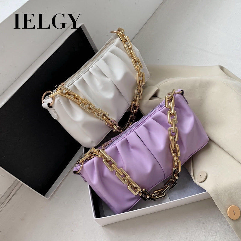 IELGY  Fold chain small bag women fashion single shoulder bag Korean version oblique satchel