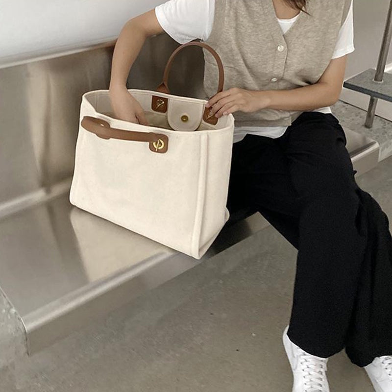 IELGY all-match canvas design sense large-capacity chain tote shopping bag