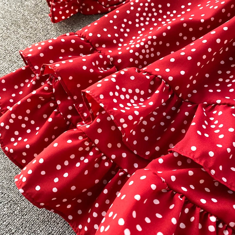 IELGY Irregular Vacation Slim Short Woman's dress Ruffle Casual Fashion Sweet Polka dot