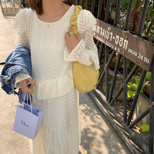IELGY  Pleated bag soft leather South Korean underarm bag fashion large size bag