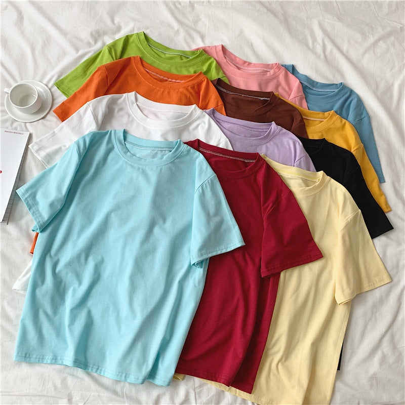 IELGY candy color short-sleeved T-shirt women's summer new loose-fitting blouse