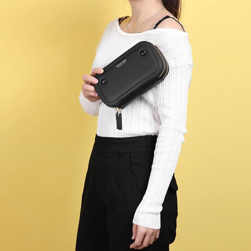 IELGY Korean retro versatile multifunctional smooth zipper phone bag for ladies