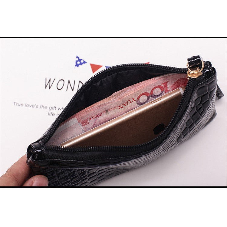 IELGY Crocodile Pattern Clutch Women's Mobile Phone Bag Wallet Leather Small Bag