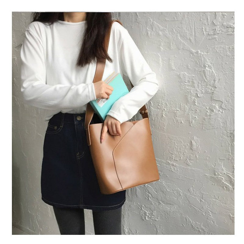 IELGY Bucket bag retro mosaic buckle hand shoulder bag