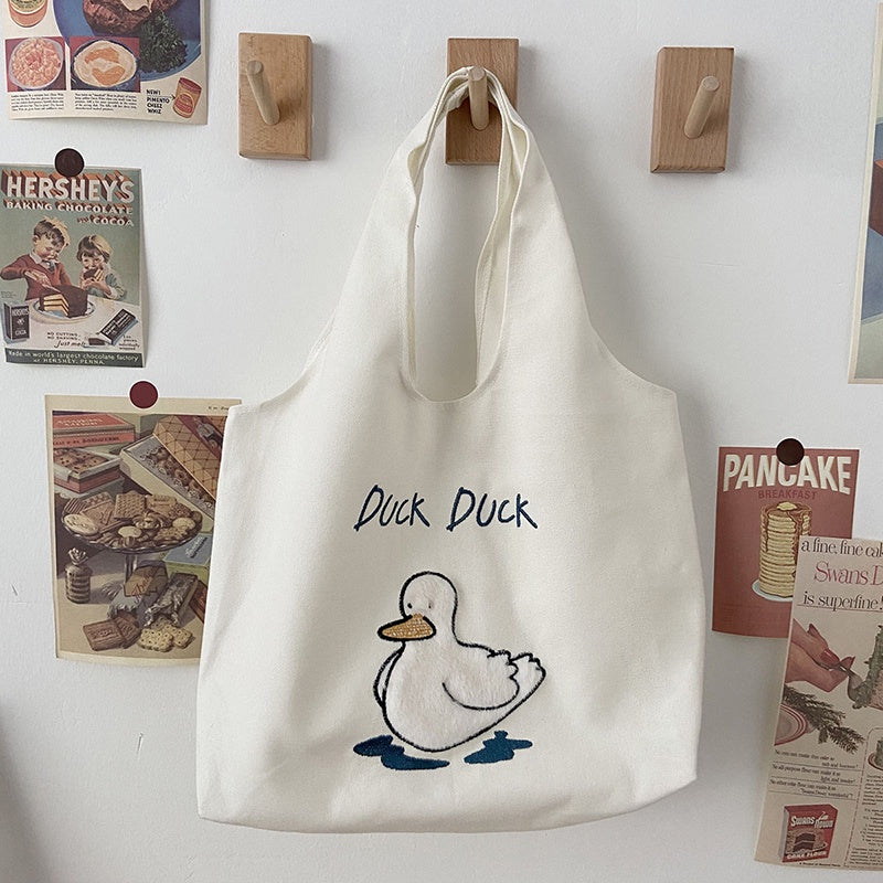 IELGY Japanese mini cute one-shoulder work canvas bag women