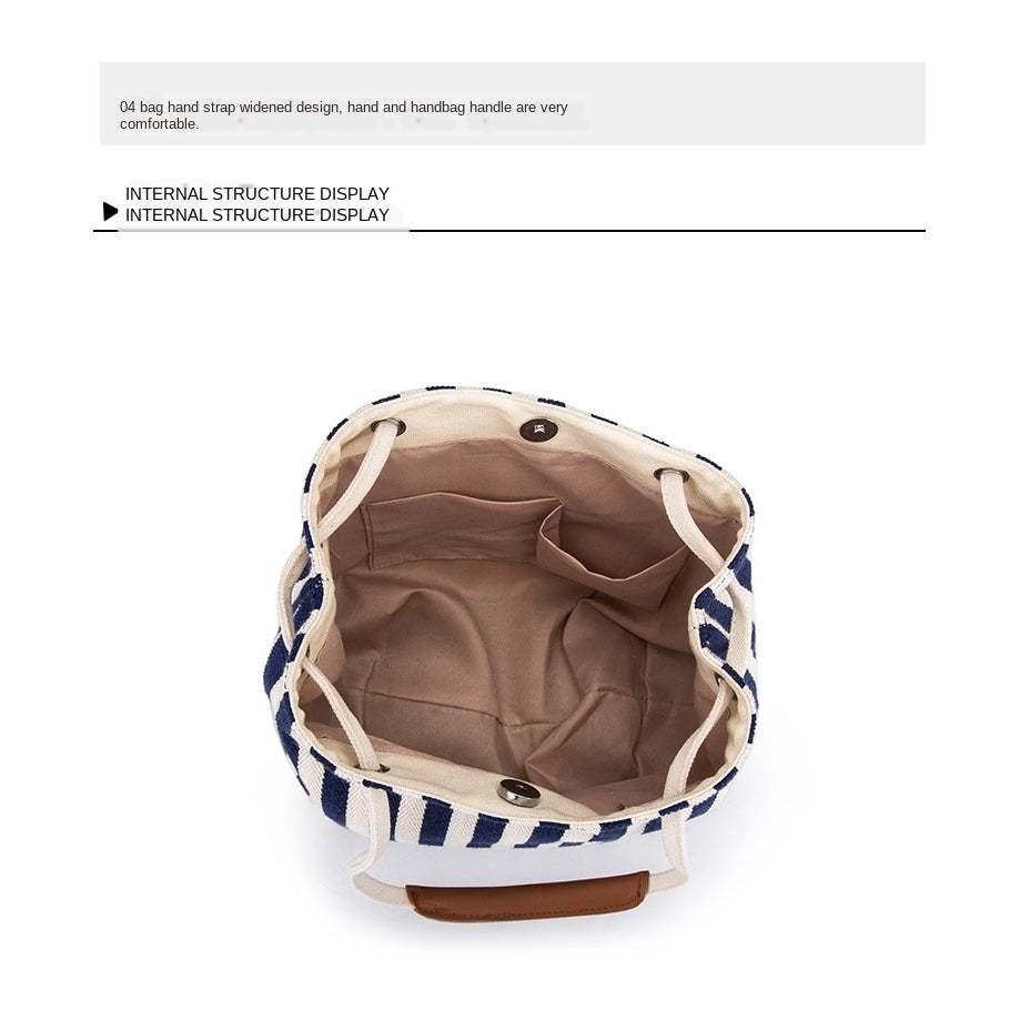 IELGY European and American striped canvas simple canvas bag Small fresh striped shoulder bag Messenger handbag
