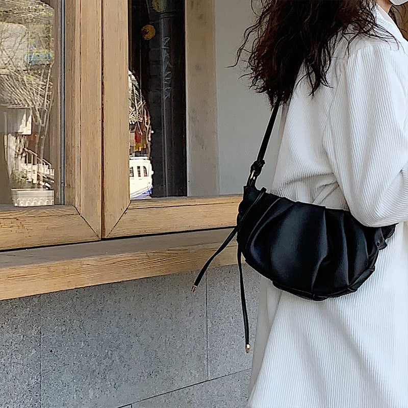 IELGY ALL-match Soft surface PU Shoulder Plain Portable Women's Bag Casual Fold