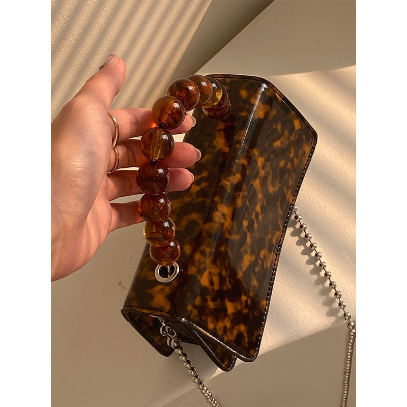 IELGY niche design retro fashion beaded chain messenger bag