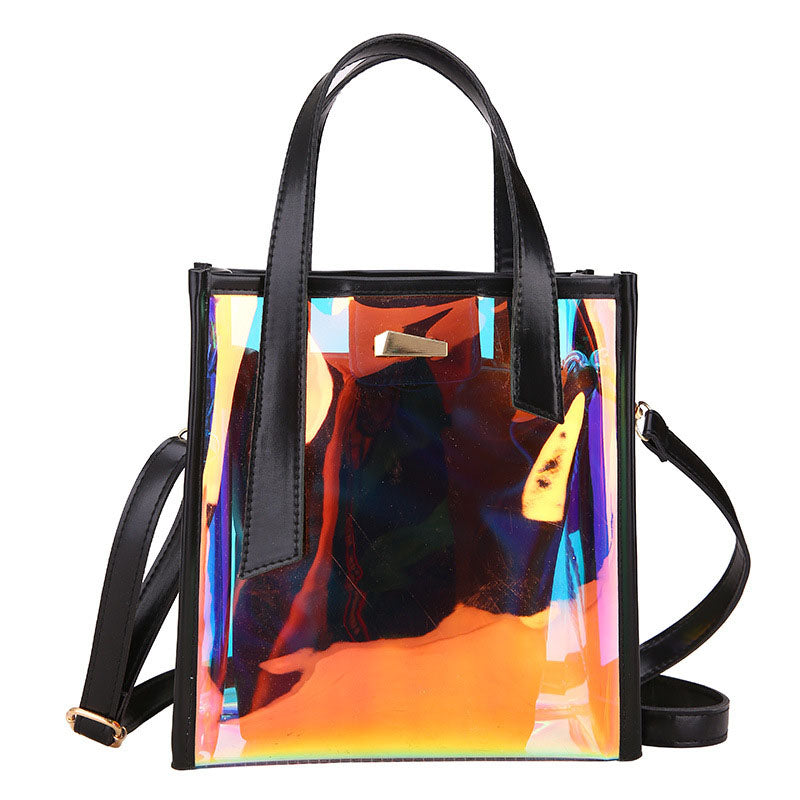 IELGY Summer Korean version jelly bag picture bag trendy transparent bag handbag ins style diagonal shoulder bag shoulder strap design