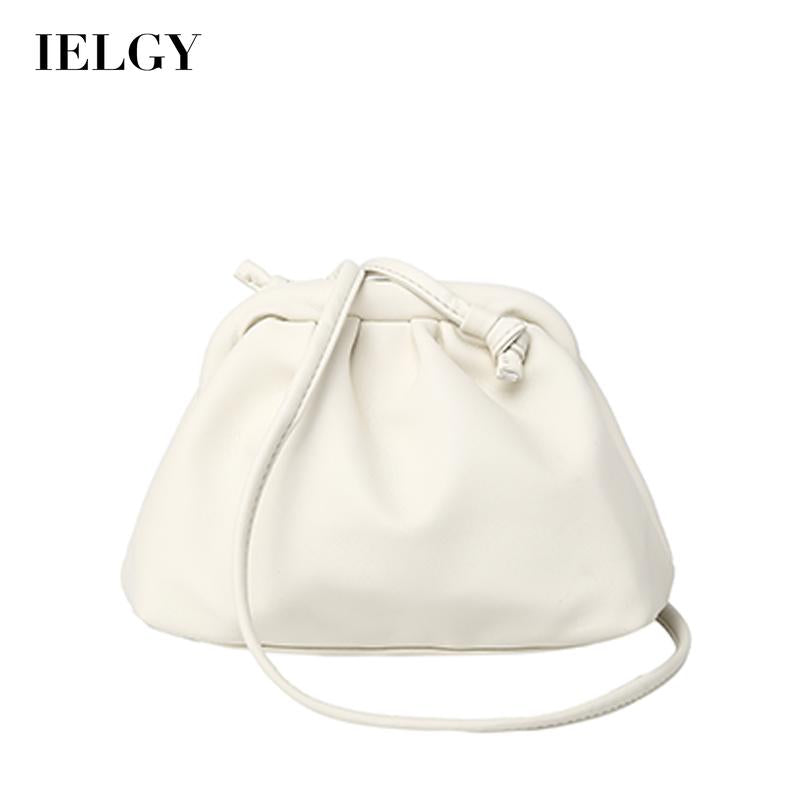 IELGY PU Woman's bag Diagonal Hand Soft skin White, clouds Black Dumpling One shoulder