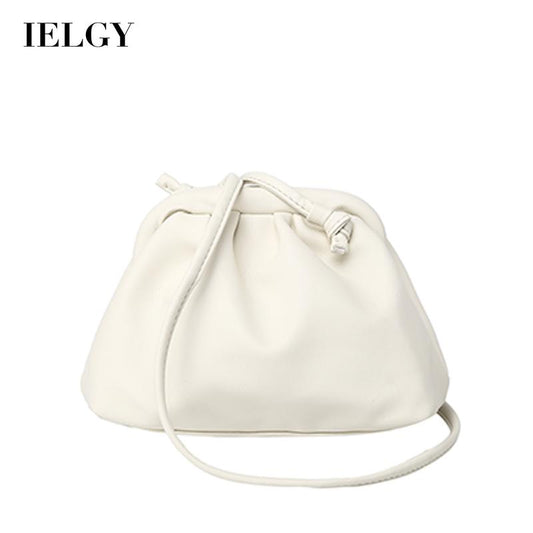 IELGY PU Woman's bag Diagonal Hand Soft skin White, clouds Black Dumpling One shoulder
