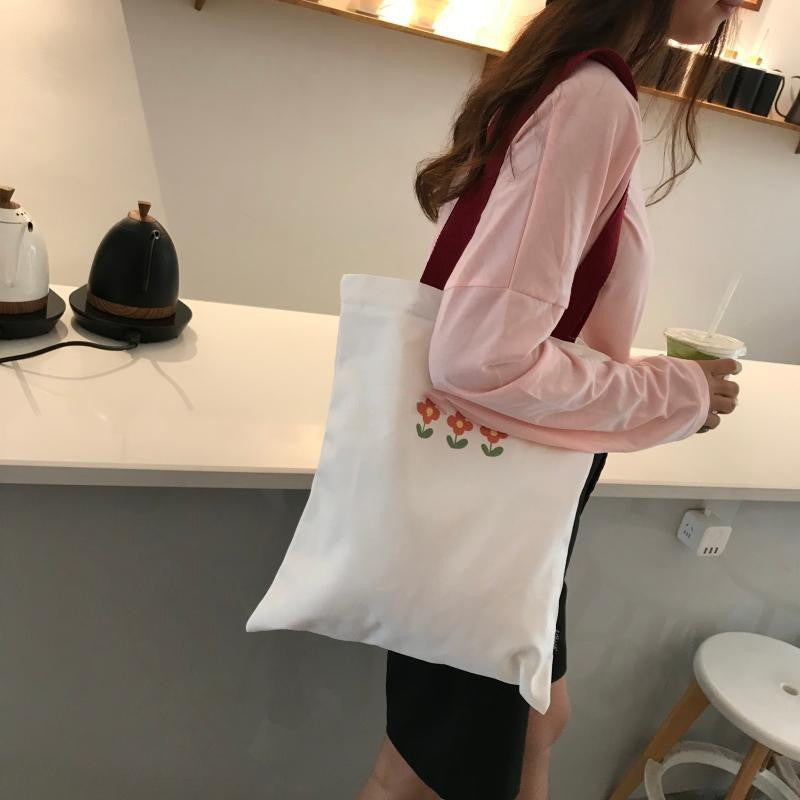 IELGY Japanese literary print cute canvas bag