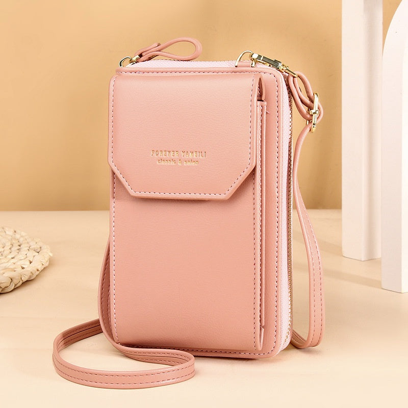 IELGY Ladies PU Leather Long Phone Bag Fashion Korean Multifunctional Student Messenger Bag