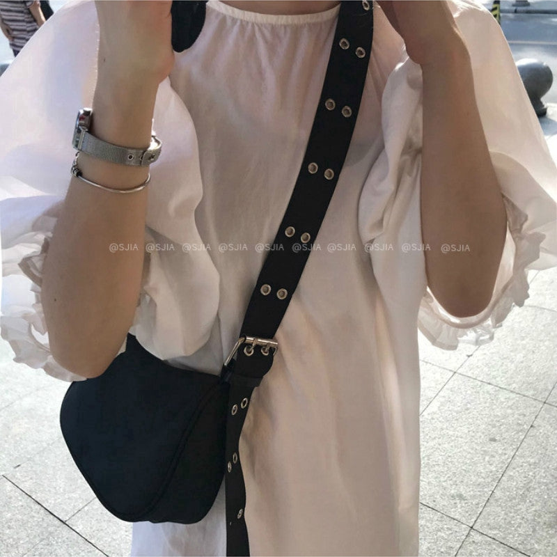 IELGY Korean leisure backpack simple bag female Black Messenger Bag