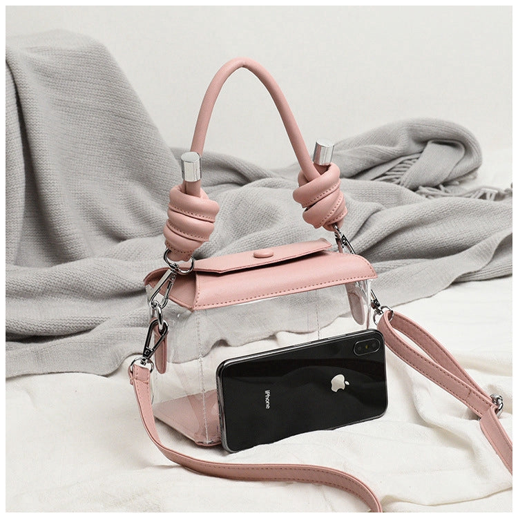 IELGY transparent small square box plastic shoulder slung handbag