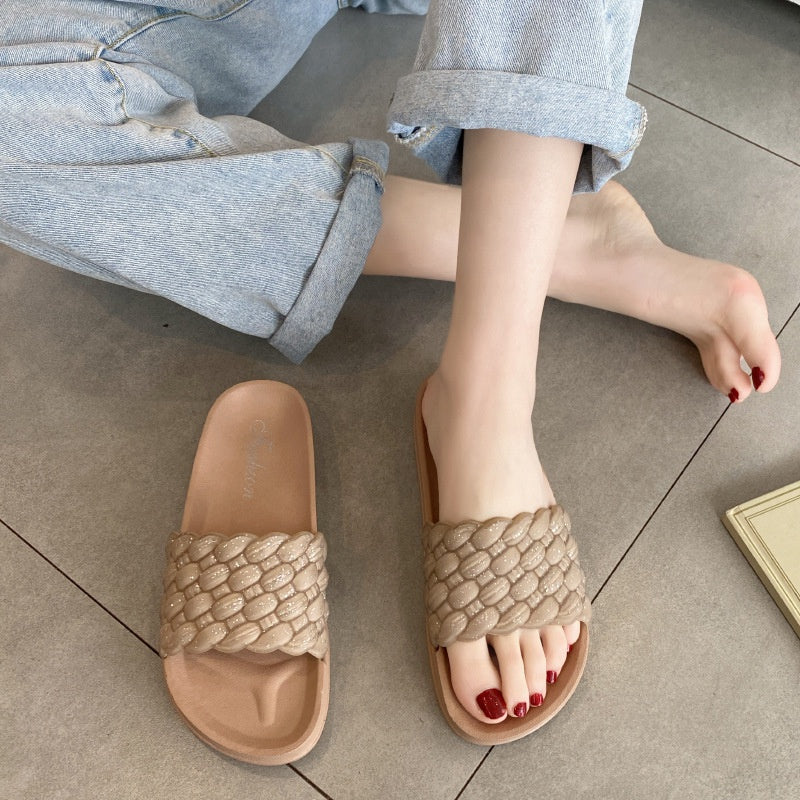 IELGY Slippers women's outer wear fashion thick bottom breathable casual flip flops