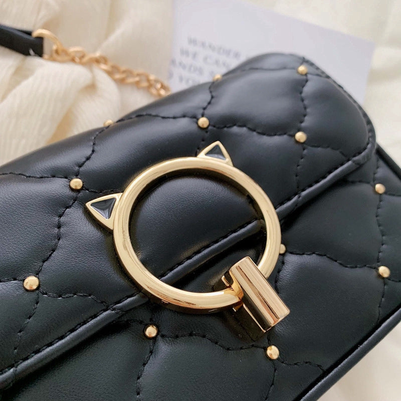 IELGY, studded crossbody bag, stylish rhombic chain shoulder bag