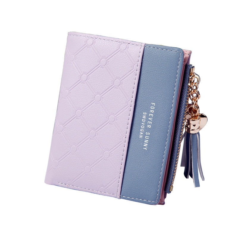 IELGY ladies coin purse contrast color wallet zipper button bag