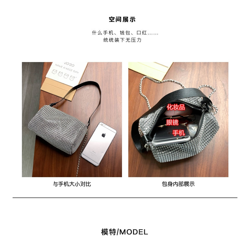 IELGY Diamond bucket bag Korean crossbody shoulder bag fashion chain dinner bag
