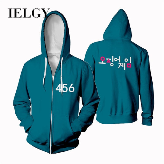 IELGY Plus size Squid Game Squid Game Zipper Park Hae Soo Korean Drama Sportswear Plus Size Sweatshirt Jacket