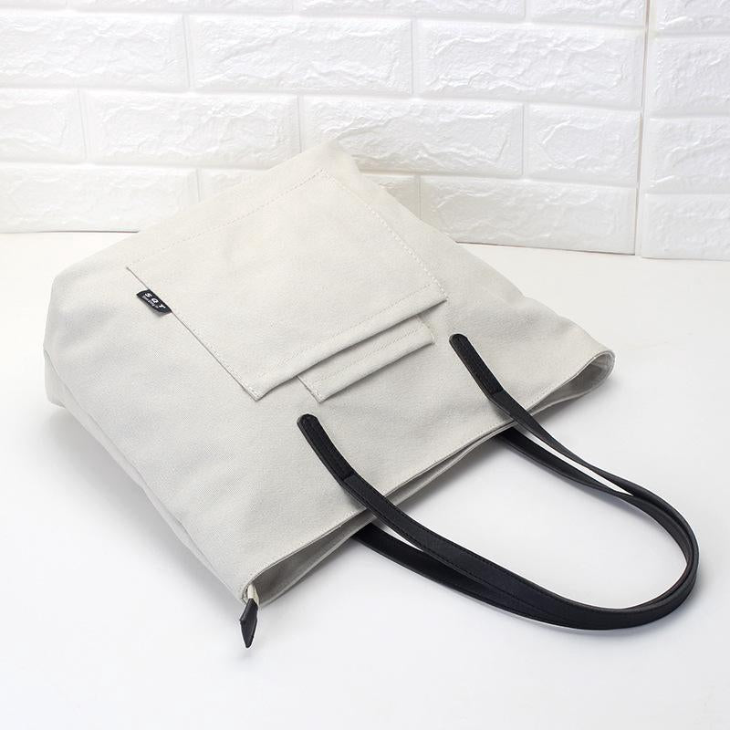 IELGY Women's single shoulder tote bag canvas bag simple literary single shoulder handbag