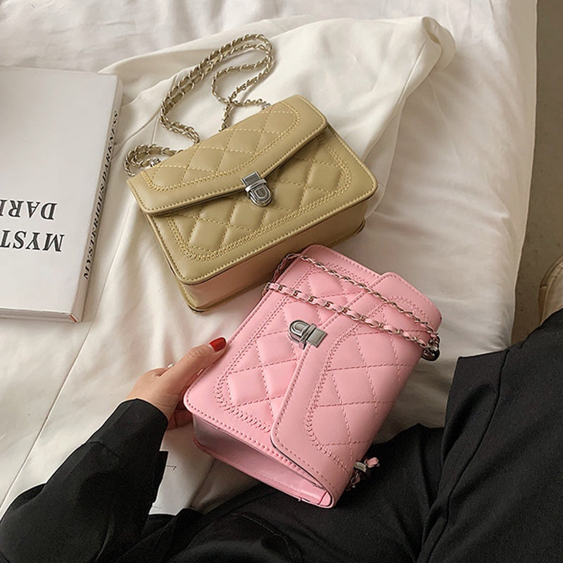 IELGY Korean version of the western style fashion rhombus small square bag texture chain messenger girl